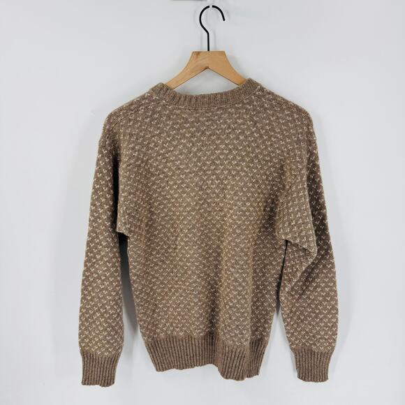 Vintage Finalist Wool Fair Isle Knit Sweater Brown Beige Geometric Pullover (M) - Picture 2 of 5